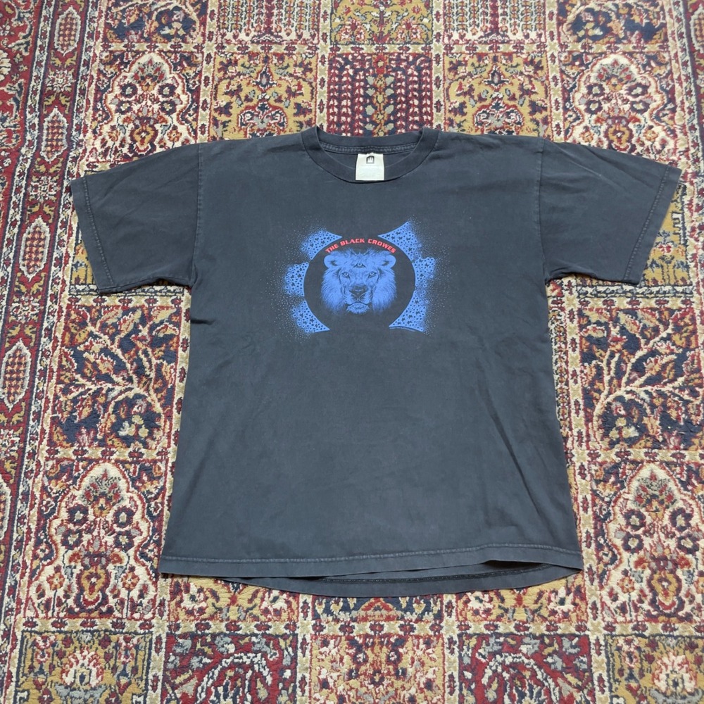 VTG Rare 2001 The Black Crowes Lion Graphic T-Shirt Winterland Mens Large Black